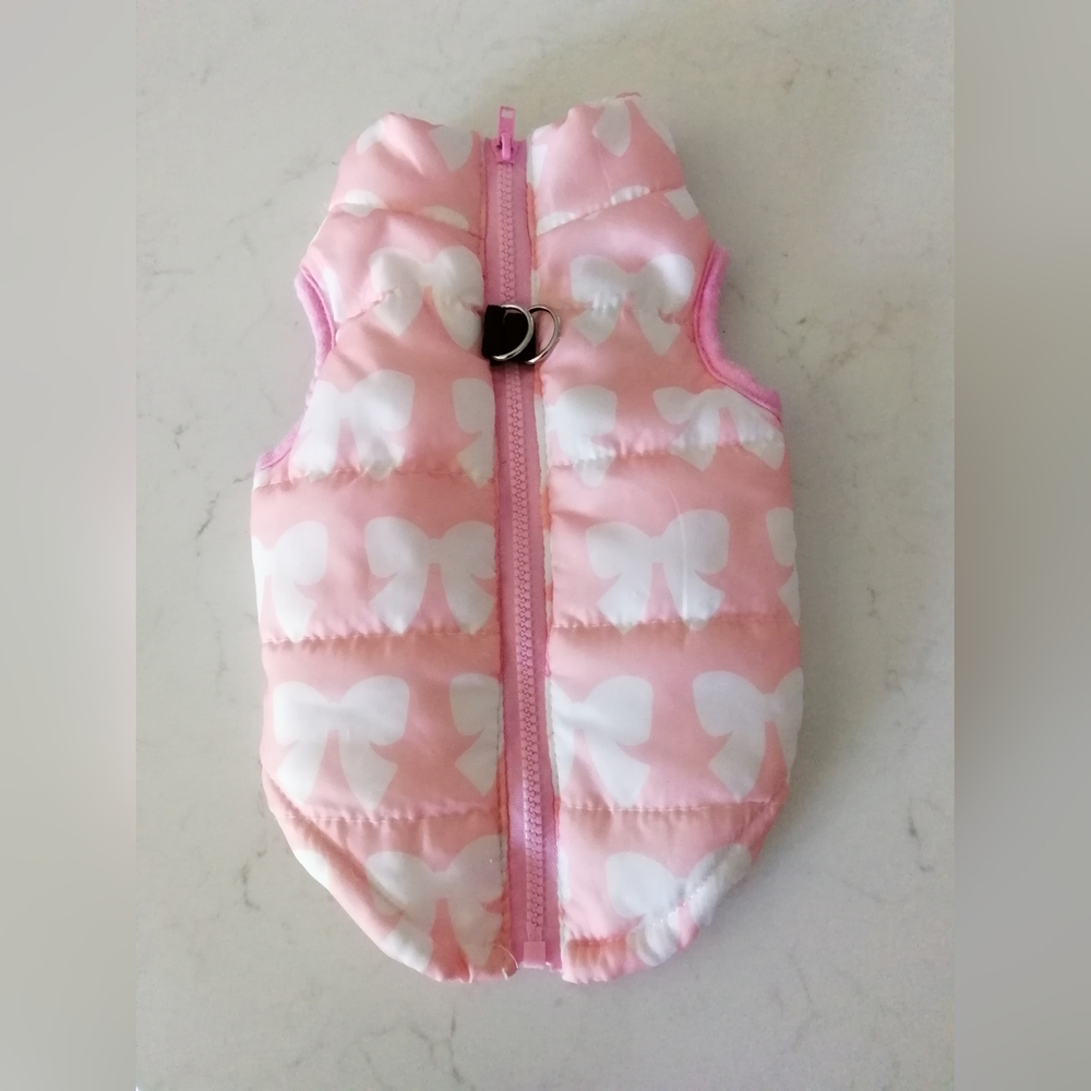 Pink and White Bow Patterned Pet Vest